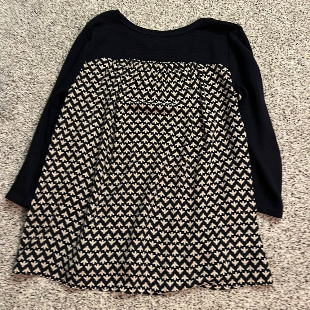 LOFT Elegant navy blue Top with 3 quarters sleeves - Picture 5 of 6